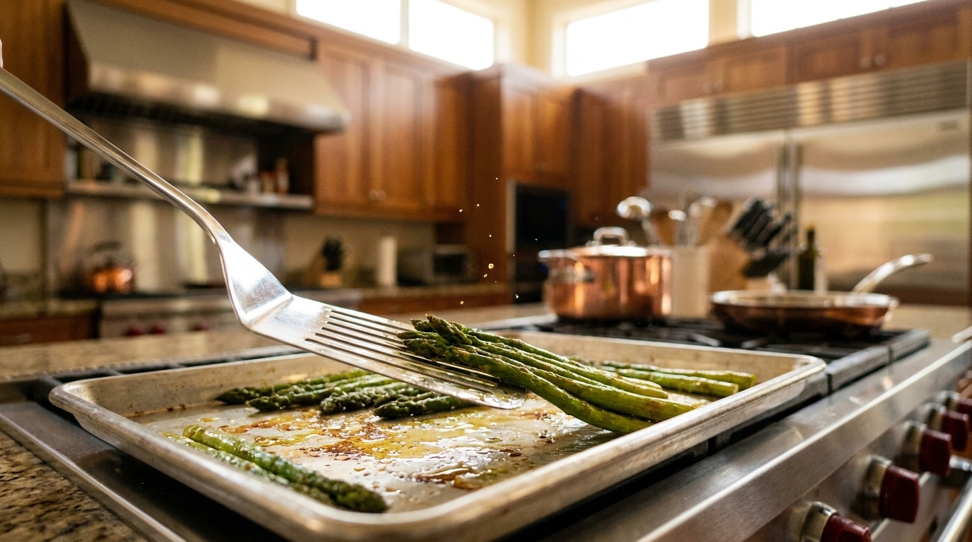 Fish Spatula Trick for Flipping Roasted Asparagus